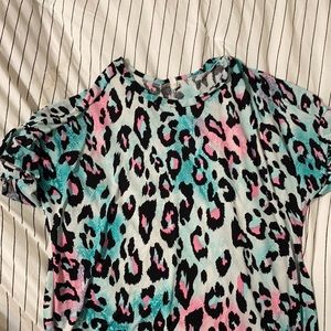 Multi color leopard print boutique top